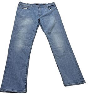 J Crew Mens 38x32 Straight Flex Denim Blue Jeans Medium Wash